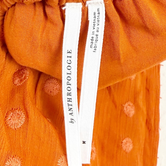 Anthropologie Ruched Orange Tiered Open Back Dress Size Medium - Picture 8 of 8